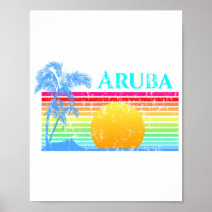 Retro Beach Aruba Sunset Poster