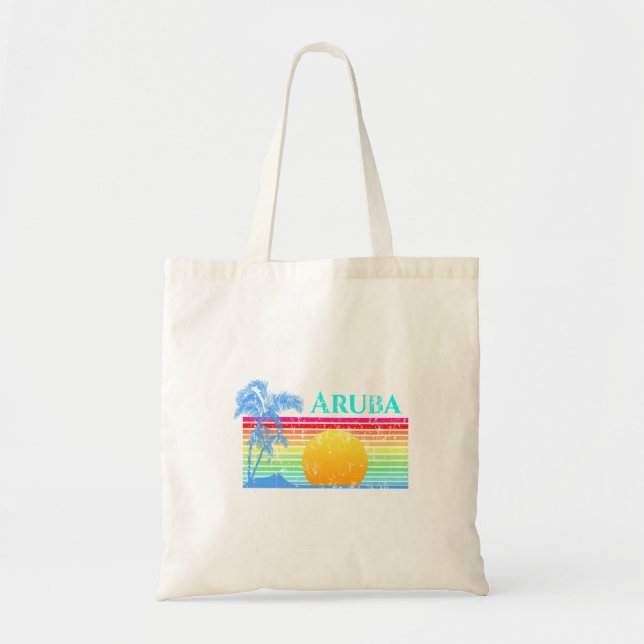Retro Beach Aruba Sunset Tote Bag (Front)