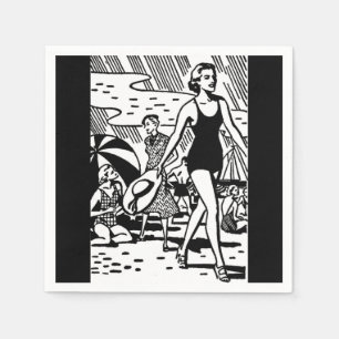 Retro Beach Babe Paper Napkin