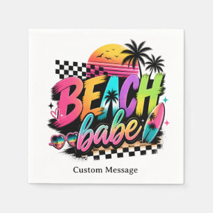 Retro Beach Babe Tropical Summer Personalised Napkin