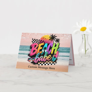 Retro Beach Babe Tropical Summer Sunset Card