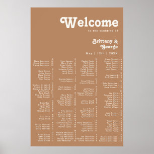 Retro Beach   Brown Alphabetical Seating Poster