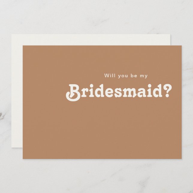 Retro Beach | Brown Bridesmaid Proposal Card (Front/Back)