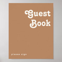 Retro Beach | Brown Guest Book Sign