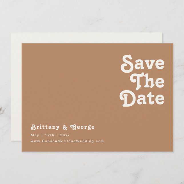 Retro Beach | Brown Horizontal Save The Date (Front/Back)