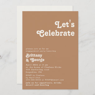 Retro Beach   Brown Let's Celebrate Invitation