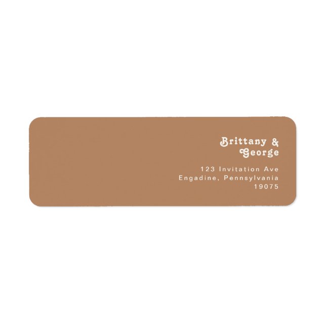 Retro Beach | Brown Return Address Label (Front)