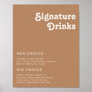 Retro Beach   Brown Signature Drinks Sign