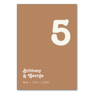Retro Beach Brown Table Number