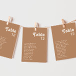 Retro Beach | Brown Table Number Chart<br><div class="desc">This retro beach | brown table number chart is perfect for your simple vintage, colourful tropical boho summer wedding. Its unique bohemian mid-century font gives this design a classic minimalist groovy hippie vibe. Suppose you're looking for a design that features bright, rustic coastal ocean colours for your creative 70's destination...</div>