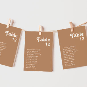 Retro Beach Brown Table Number Chart