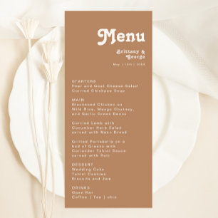 Retro Beach   Brown Wedding Dinner Menu