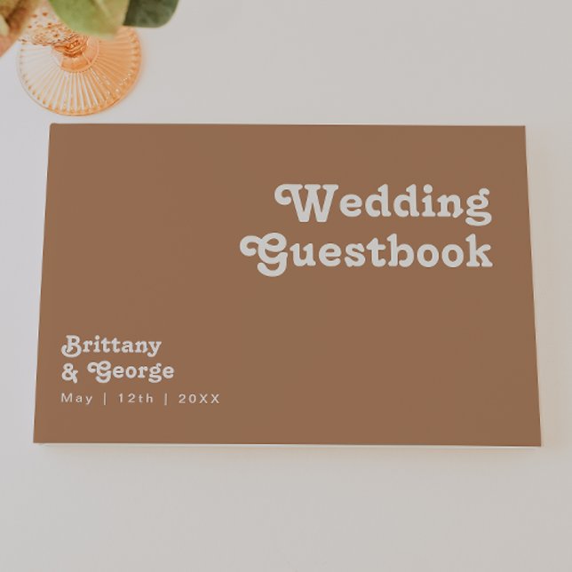 Retro Beach | brown Wedding Guestbook (Creator Uploaded)