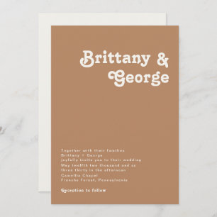 Retro Beach   Brown Wedding Invitation