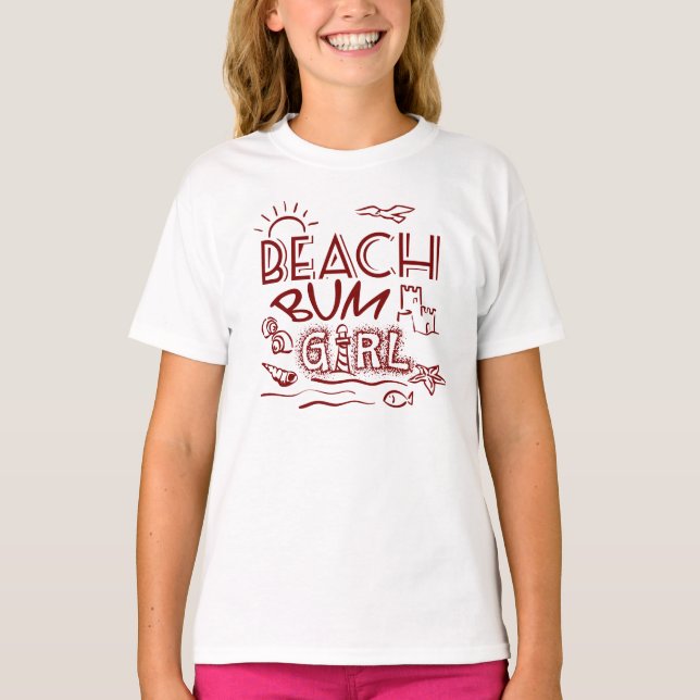 Retro Beach Bum Girl T-Shirt (Front)