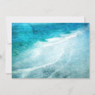 Retro Beach - Coastal Teal Blue Ocean Watercolor Card