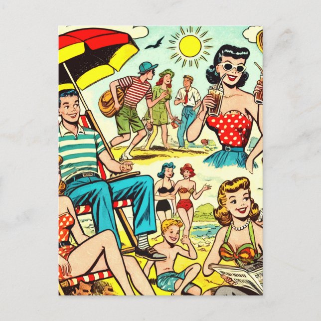 Retro Beach Comics Postcard (Front)