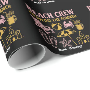 Retro Beach Crew Summer Vacation Graphic Wrapping Paper