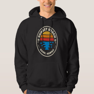 Retro Beach Emblem Sunset Beach Oahu Hawaii Surf & Hoodie