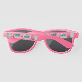Retro Beach Girl with Floral Sunglasses