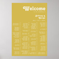 Retro Beach | Gold Alphabetical Seating Poster