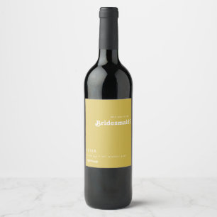 Retro Beach   Gold Bridesmaid Proposal Wine Label
