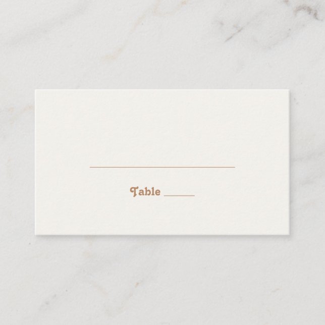 Retro Beach | Gold Flat Wedding Place Card (Front)