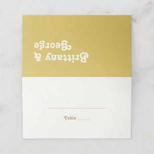 Retro Beach   Gold Folded Place Card
