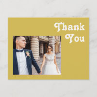 Retro Beach | Gold Photo Wedding Thank You