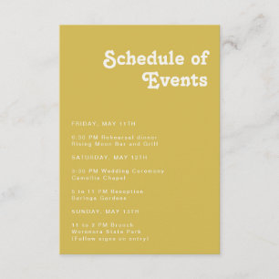 Retro Beach   Gold Schedule of Events Enclosure Card