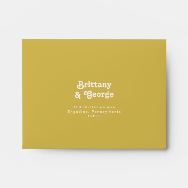 Retro Beach | Gold Self Addressed RSVP Envelope (Front)