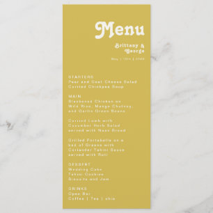 Retro Beach   Gold Wedding Dinner Menu