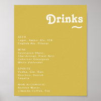 Retro Beach | Gold Wedding Drinks Menu Sign