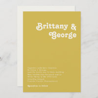 Retro Beach | Gold Wedding Invitation