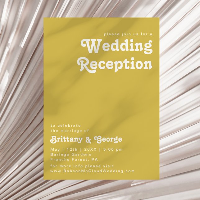 Retro Beach | Gold Wedding Reception Invitation (Creator Uploaded)