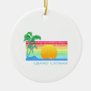 Retro Beach Grand Cayman Ceramic Ornament