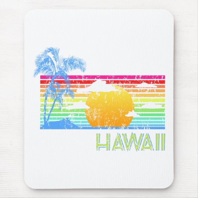Retro Beach Hawaii Sunset Mouse Pad (Front)