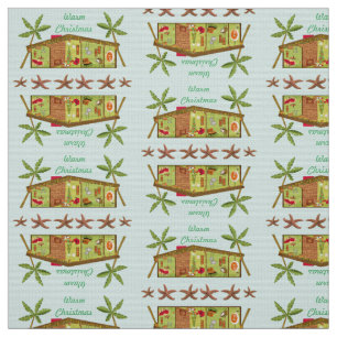 Retro Beach House Banana Trees Warm Christmas Fabric
