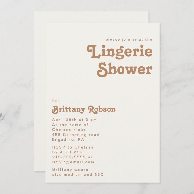 Retro Beach | Ivory Lingerie Shower Invitation (Front/Back)