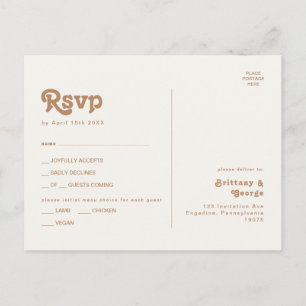 Retro Beach Ivory Menu Choice RSVP Postcard