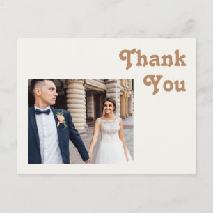 Retro Beach   Ivory Photo Wedding Thank You Postcard