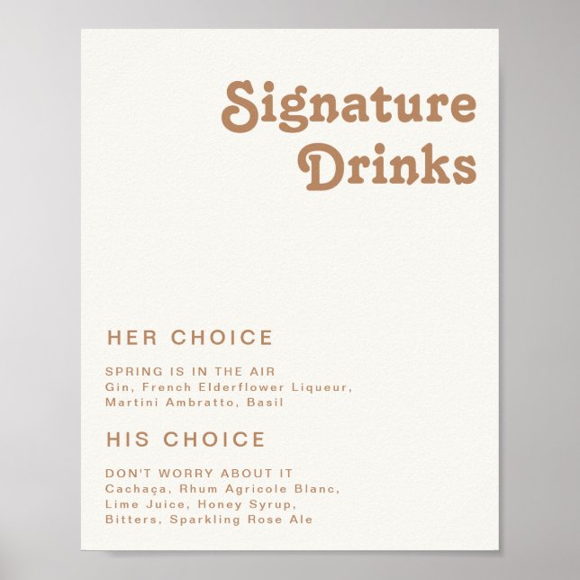 Retro Beach | Ivory Signature Drinks Sign (Front)