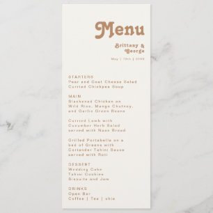 Retro Beach Ivory Wedding Dinner Menu