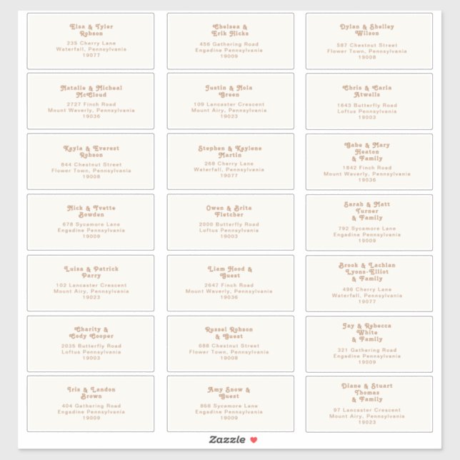 Retro Beach | Ivory Wedding Guest Address Sticker (Sheet)