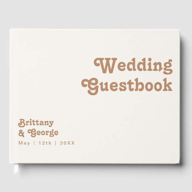 Retro Beach | Ivory Wedding Guestbook (Front)