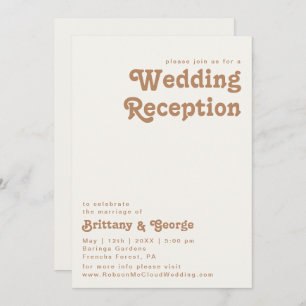 Retro Beach Ivory Wedding Reception Invitation