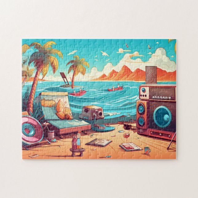 Retro Beach Jigsaw Puzzle (Horizontal)