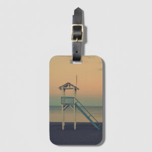 Retro Beach Lifeguard Tower Sunset Luggage Tag