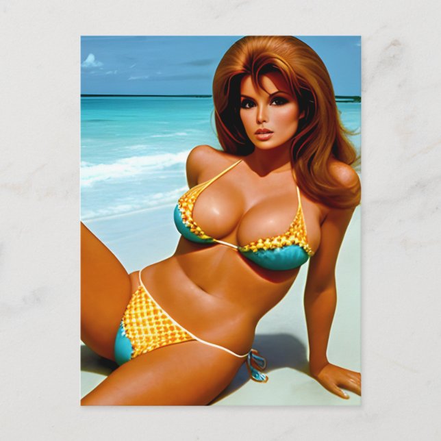 Retro Beach Model fantasy art Postcard (Front)