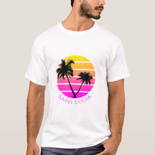 Retro Beach Palm Trees Saint Lucia T-Shirt